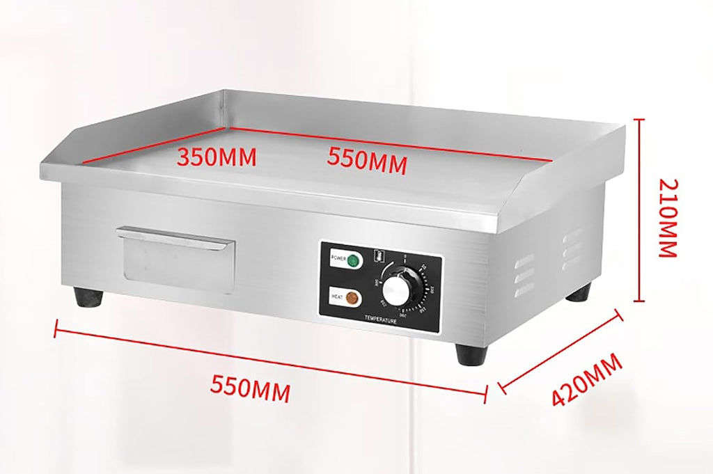 McbeAn Electric Griddle Commercial, 3000W Countertop Flat Top Griddle, 50°-300°C Temperature Adjustable, Even Heating, for Processing Pancakes, Fried Dishes, Omelet, Pizza, Steak, Burger