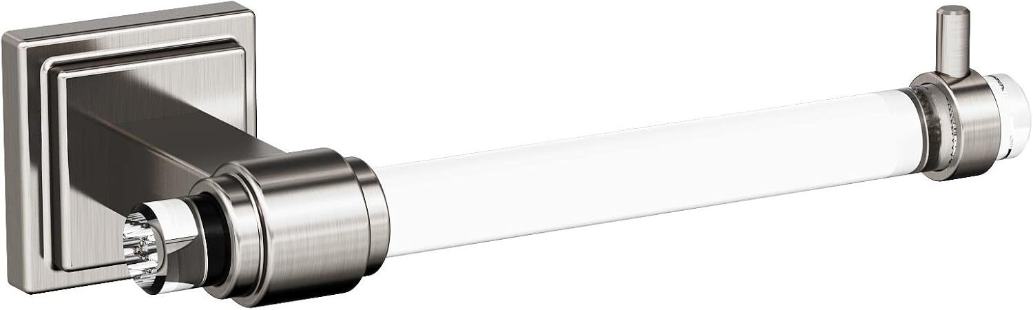 Amerock | Clear/Brushed Nickel | Glacio |Towel Bar | 24 inch (610 mm) | 3 Piece | Bathroom Accessories Set