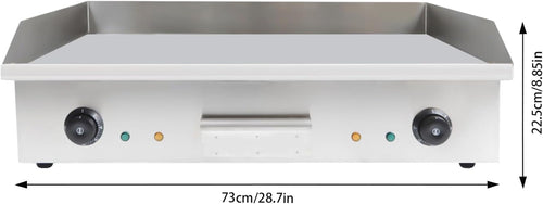 110V Commercial Electric Griddle, 3KW Electric Countertop Flat Top Griddle Commercial Grill with Thermostatic Double Control for Pancakes, Crispy Bacon