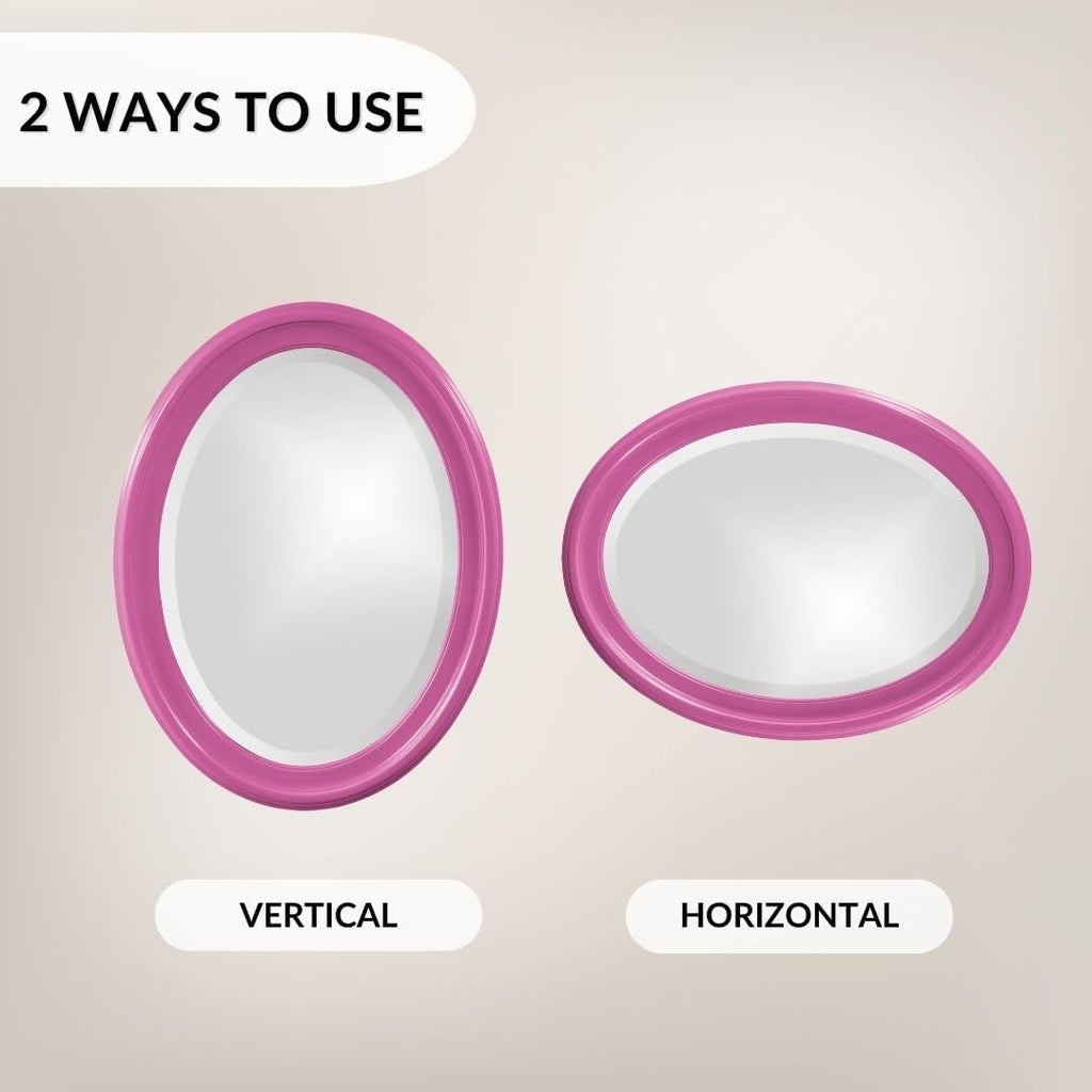 Howard Elliott Collection George Oval Glossy Hot Pink Wall Mirror, Oval Bevelled Hanging Wood Framed Vanity Mirrors for Home Decor, Living Room, Bathroom, Bedroom, or Hallway, 25 x 33 Inch