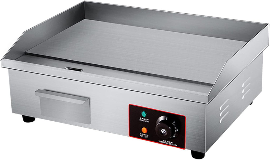 Electric Countertop Flat Top Griddle, Commercial Stainless Steel Griddle Grill, Hot Plate BBQ, Adjustable Temperature Control 50-300℃, for Restaurant Kitchen