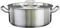 Thunder Group SLSBP015, 15 Quart Stainless Steel Brazier with Cover, Commercial Braising Pan with Lid, Professional Braiser