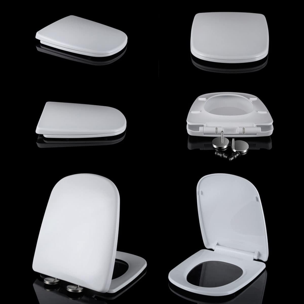 Toilet Seat Round Square Toilet Seat White Soft Close Toilet Seat White Quick Release, Bathrooms Square Toilet Seat Simple Top Fixing, Thickened Household Toilet Lid (White 36.5 * 43.5cm)