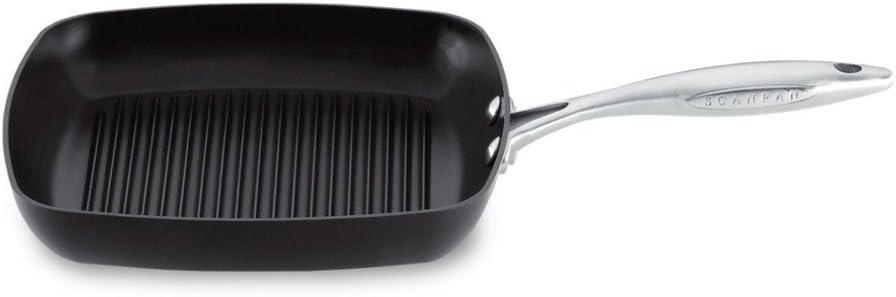 Scanpan Professional 10 1/2 inch Square Nonstick Grill Pan - Compatible with All Cooktops, Induction Ready, Metal Utensil Safe, Oven Safe to 500°F, Dishwasher Safe
