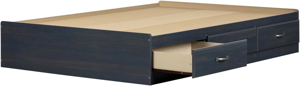 South Shore Ulysses Mates Bed with 3 Drawers, Full 54-inch, Blueberry