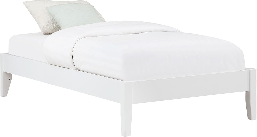 Coaster Home Furnishings - Hounslow - Wood - Universal Platform Bed with Fully Slatted Mattress-Ready Design, Contemporary Style and Center Rail - Bedroom - Twin Size - White - 306128T