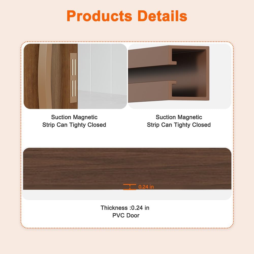 Accordion Doors 48'-72' x 80', with Upgraded Roller & Handle & Complete Hardware, Interior Multifold Folding Doors for Closet & Pantry, Easy Installation - Walnut, Single Layer