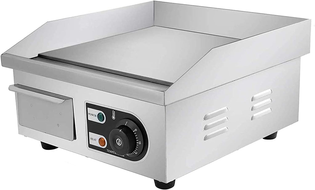 TECHTONGDA 14' Flat Top Electric Griddle, 1500W Commercial Grade Stainless Steel Teppanyaki Grill, Adjustable 122°F-572°F Heat Control, Hot Plate BBQ, Countertop Griddle for Kitchen, BBQ, Restaurant