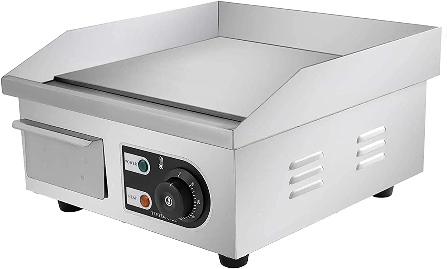 TECHTONGDA 14' Flat Top Electric Griddle, 1500W Commercial Grade Stainless Steel Teppanyaki Grill, Adjustable 122°F-572°F Heat Control, Hot Plate BBQ, Countertop Griddle for Kitchen, BBQ, Restaurant