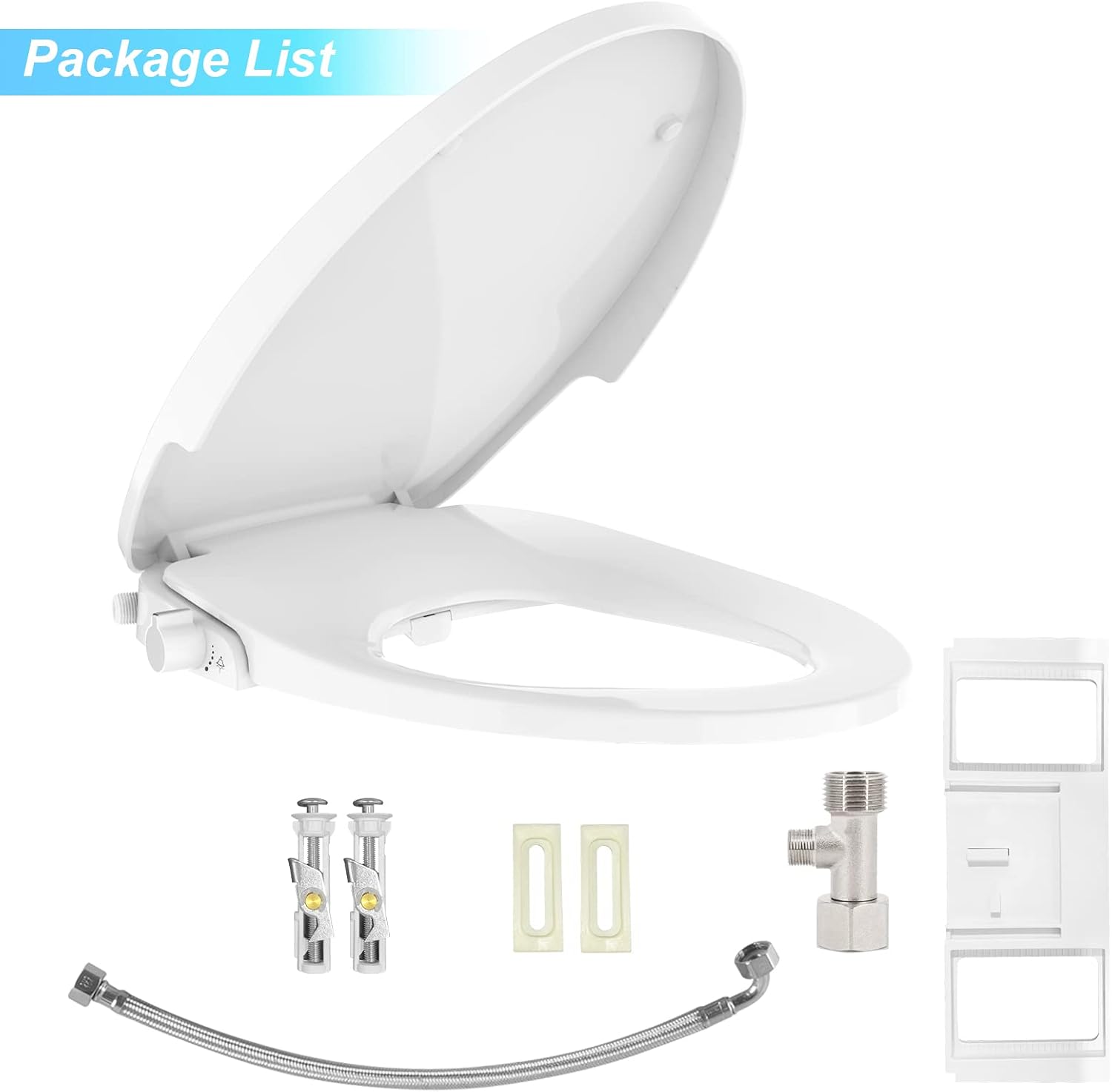 Non-Electric Bidet Seat with Slow-Close & Dual Self-Cleaning Nozzles – Universal Elongated Fit, Easy Installation