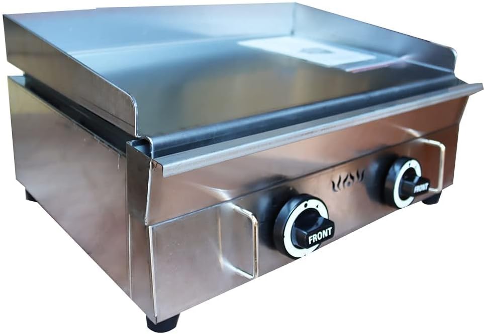 Commercial Stainless Steel LPG Gas Griddle Grill, 21.3' x 13.4' Flat Top Countertop Griddle for Steak, Pancakes & Teppanyaki, 2800Pa, Home & Outdoor Use