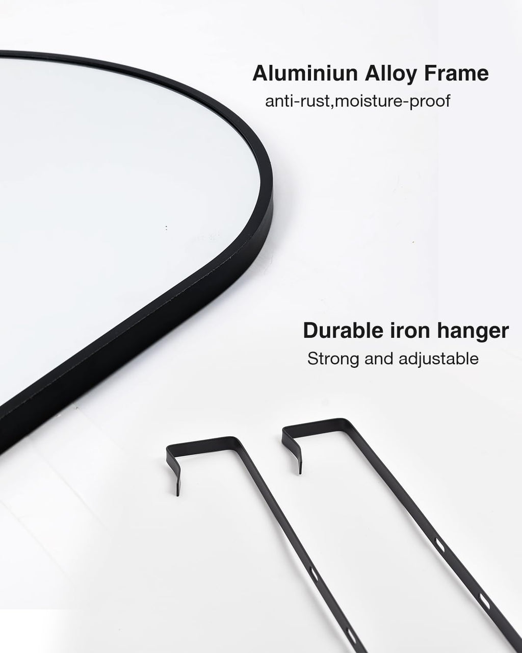 DYNWELL Full Length Door Mirror, Mirror Full Length Door Hanging, Over The Door Mirror, 50'x16' Bathroom Back of Door Mirror, Long Mirror for Bedroom Living Room(Black)