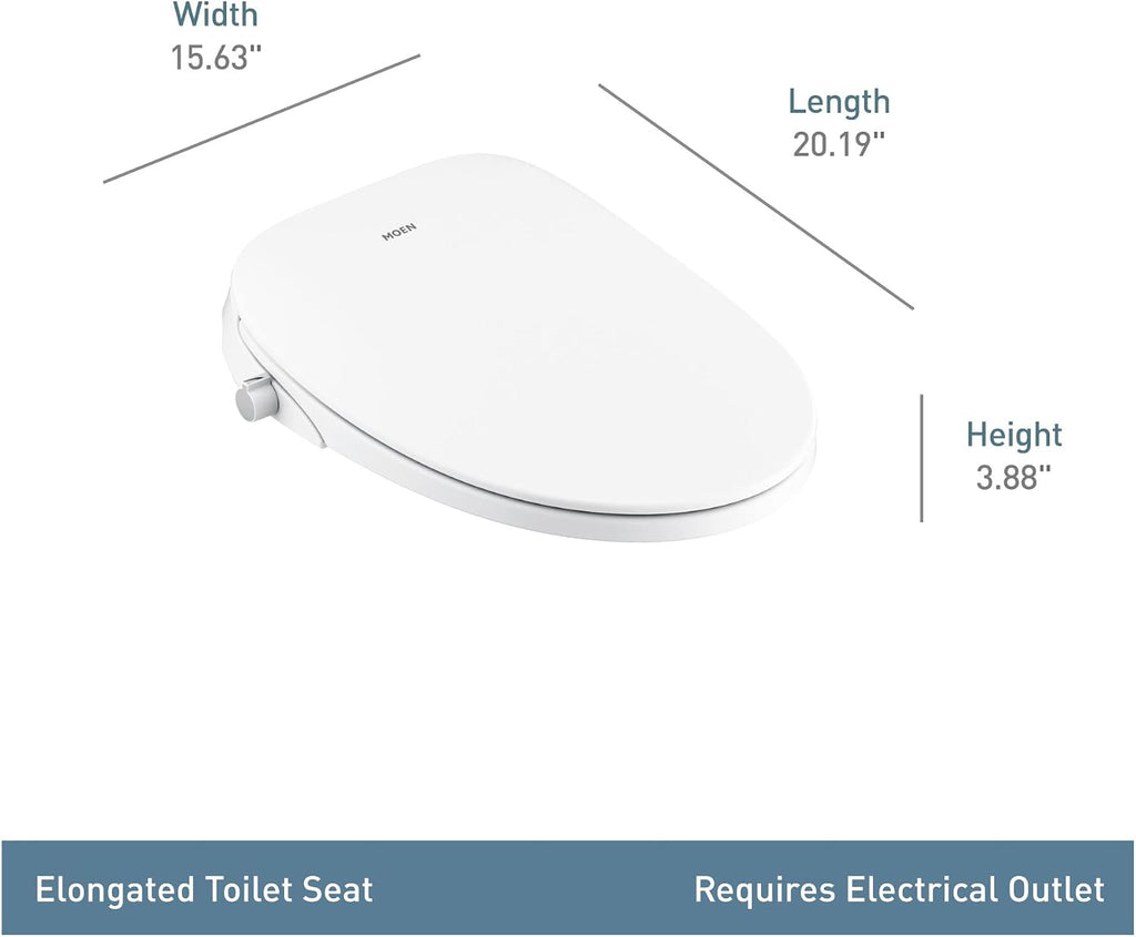 Moen EB800 2-Series Standard Electric Bidet Elongated Toilets in White with Heated Seat