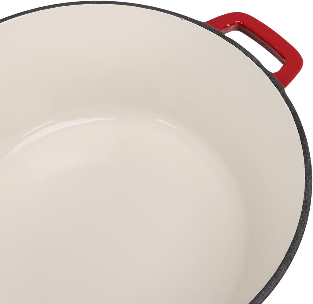 AYNEFY AYNEFY Cast Iron Braiser Pot 5QT Cast Iron Oven 2 in 1 Round Pot for Home Kitchen Braising Stewing Frying Baking Simmering Uniform Heat Distribution Kitchen Tools