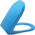 Soft Close Toilet Seats Round Toilet Seat Slow Close, Oval Toilet Seat with Non-Slip Seat Bumpers, Easy to Install (Blu)