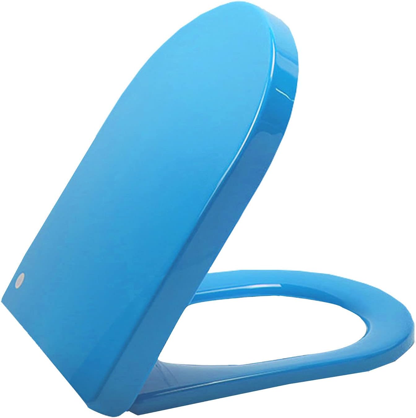 Soft Close Toilet Seats Round Toilet Seat Slow Close, Oval Toilet Seat with Non-Slip Seat Bumpers, Easy to Install (Blu)