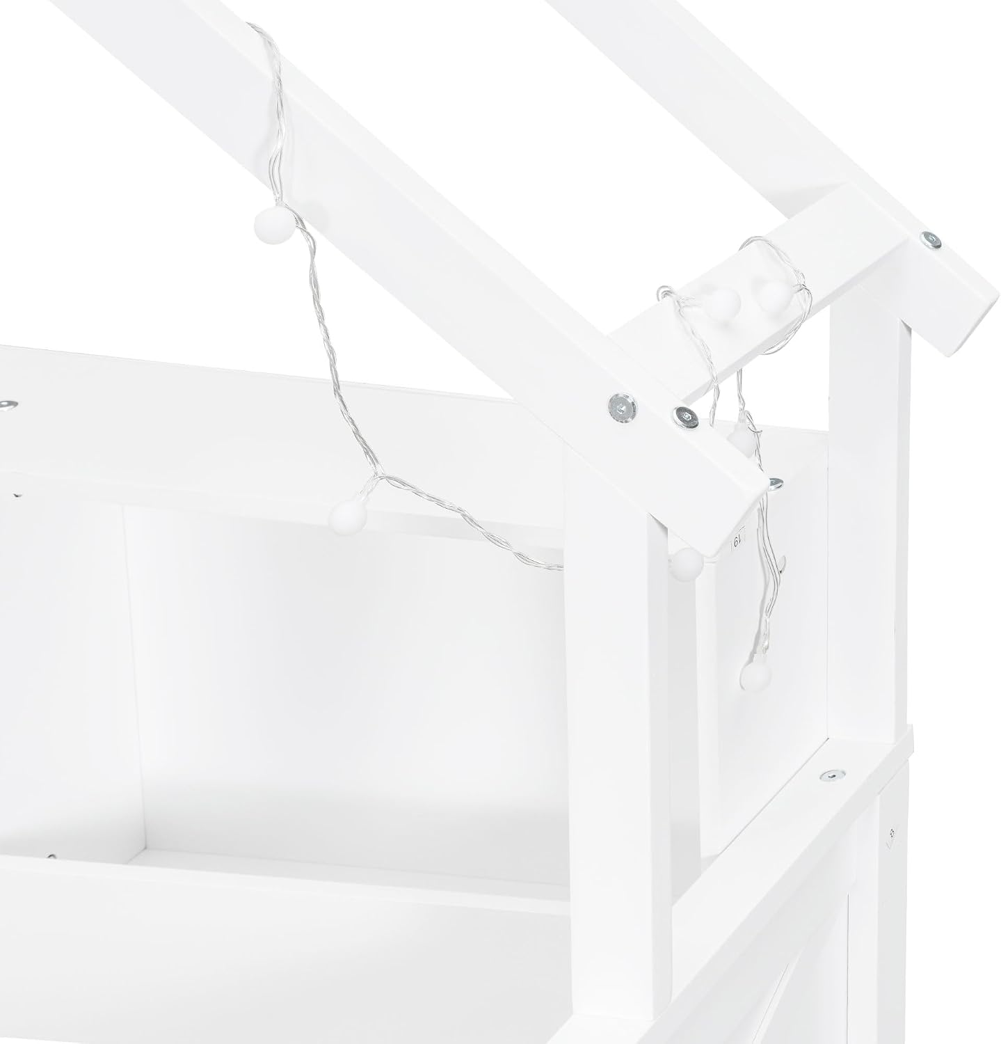 Bellemave Full House Platform Bed with Drawers Wood House Bed with Storage Shelves and LED Lights House Platform Bed Frame for Kids, Teens, Adults, No Spring Box Needed (White)