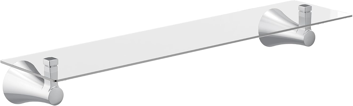 Moen Flara Chrome Glass Bathroom Vanity Shelf, 21' W x 5.19' D x 3' H, YB0390CH