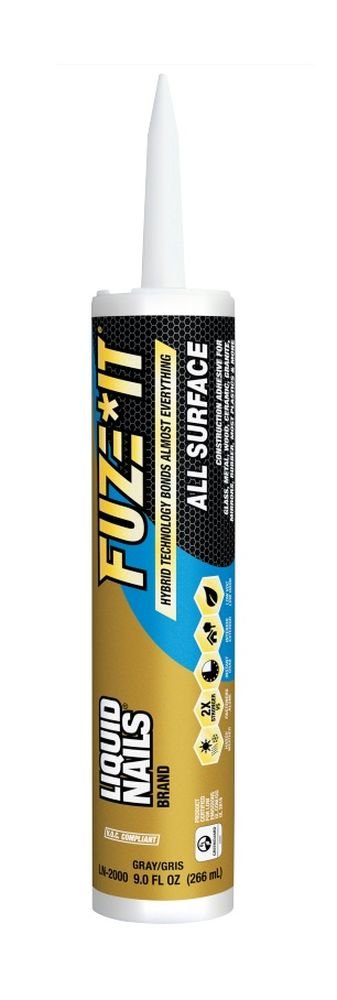 Liquid Nails LN-2000 9 oz. Fuze It All Surface Construction Adhesive, Gray (Pack of 18)