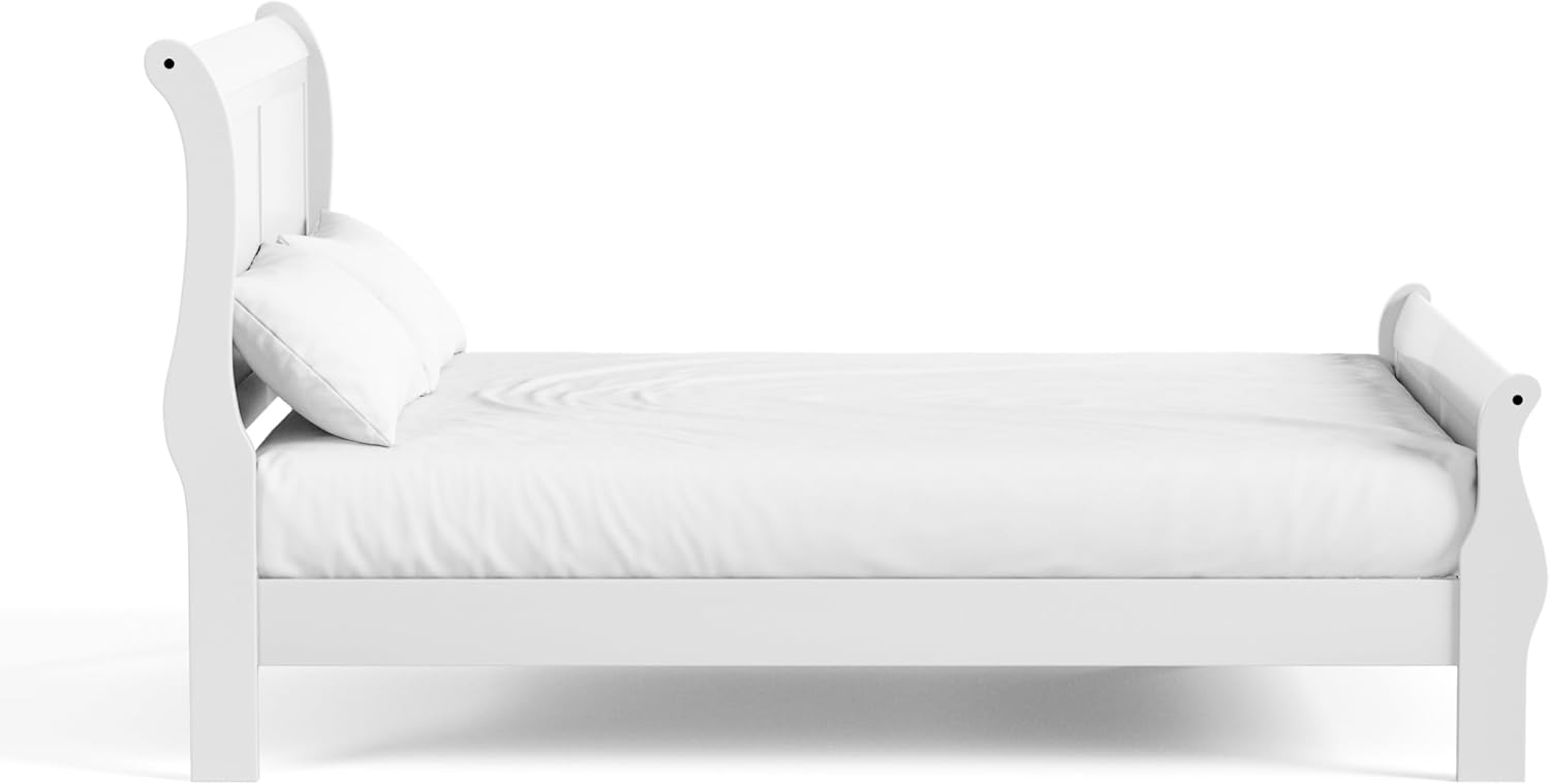 Furniture of America Arabella Traditional Solid Wood 3 Piece Bedroom Set, Full Bed Frame and Nightstands Set of 2, Chic Sleigh Design Bedframe with Headboard and Footboard, Box Spring Needed, White