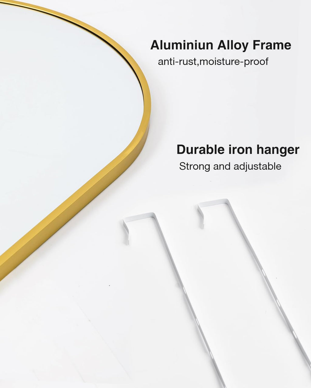 DYNWELL Full Length Over The Door Mirror, 48'x14' Bathroom Gold Mirror, Long Mirror for Bedroom Living Room