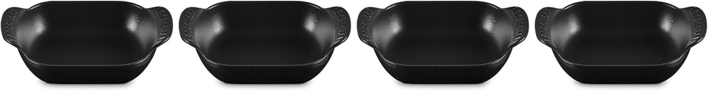 Le Creuset Enameled Cast Iron Gourmand Collection Set of 4 Mini Rectangular Baker, .3 qt., Matte Black