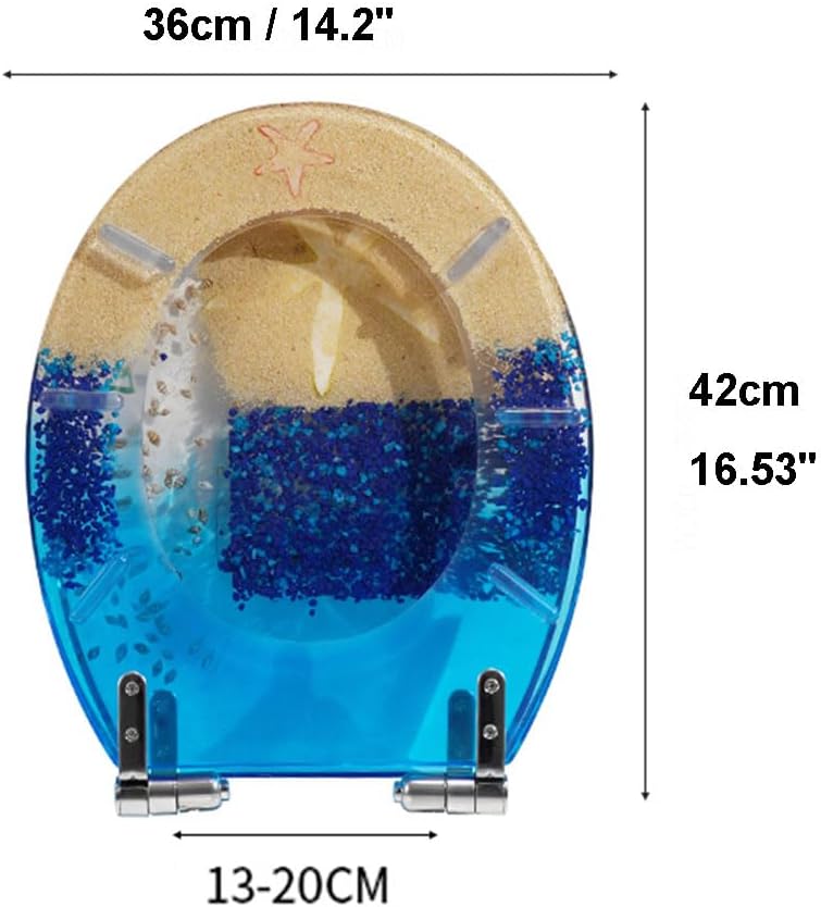 Toilet Seat Resin Toilet Seat 14.2' X 16.53' Heavy Duty Toilet Seat Soft Close, Quick Release Round Toilet Seat Slow Close(D)