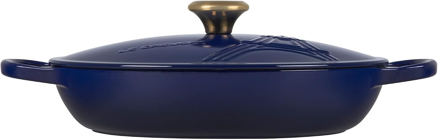 Le Creuset Eiffel Tower Collection Enameled Cast Iron Signature Braiser with Lid, 3.5 qt., Indigo