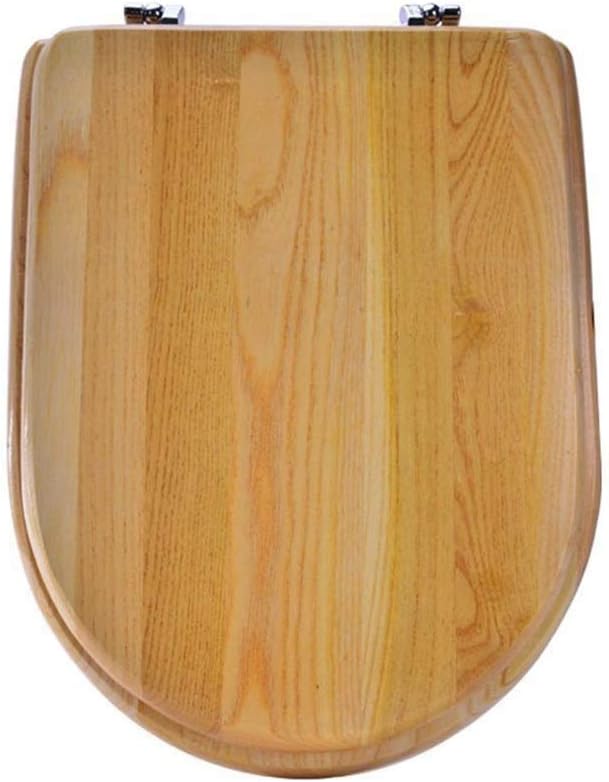 Solid Wood Toilet Seat Round with Adjustable Hinges Home Bathroom Accessory Decor Color