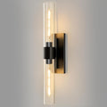 Black Brass Bathroom Wall Sconce - Modern Linear Light Sconces - Dimmable Lighting Fixtures - Vertical or Horizontal Mounted Clear Glass Tube Vanity Lights for Indoor Living Room Hallway