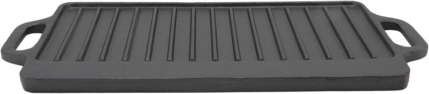 Cast Iron Heavy Duty Grill Griddle for Uniform Heating and Durable Cooking, for Steak, Chicken, Pancakes, Bacon and Eggs, with Easy Grip Handles, Stove Top Griddle for Household (51x23CM)
