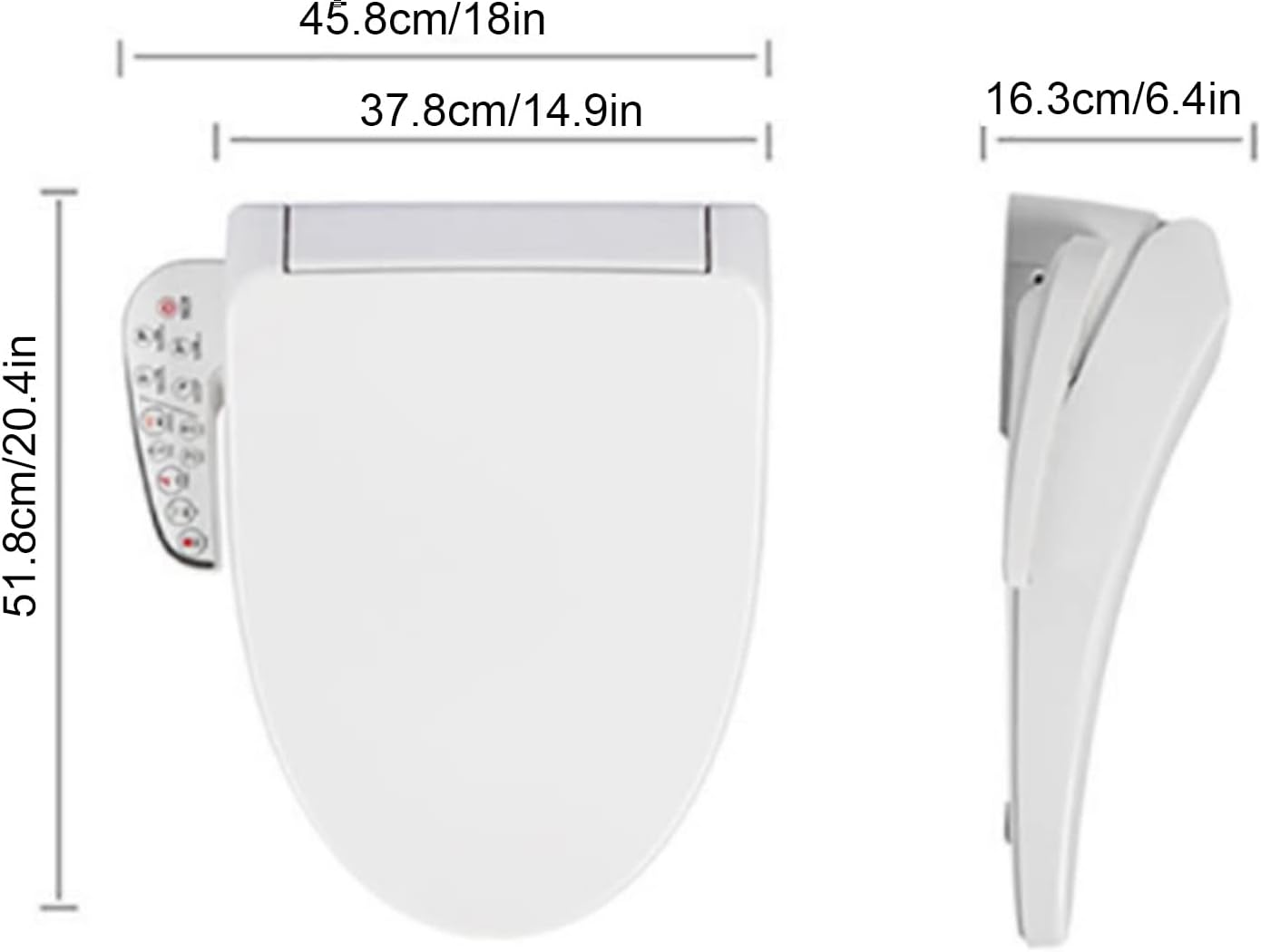 Electronic Bidet Toilet Seat Elongated Smart Heated Toilet Seat, Temperature Controlled Wash, Warm Air Dryer, Smart Touch Panel, Adjustable Warm Water Function, LON004MKJ ( Size : Standard version )