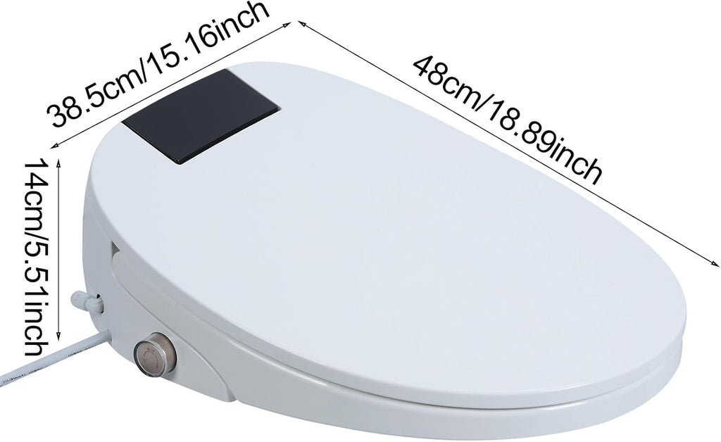 Electric Bidet Toilet Seat, Bidet Attachment for Toilet, Elongated Heated Toilet Seat with Instant Warm Water & Dryer, Self-Clean Nozzle, Automatic Flip Cover US Plug