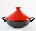 Ceramic Tagine Pot Moroccan for Cooking Steamer Braiser Pan Healthy Saucepan Earthen Pot with Two Ears (red)