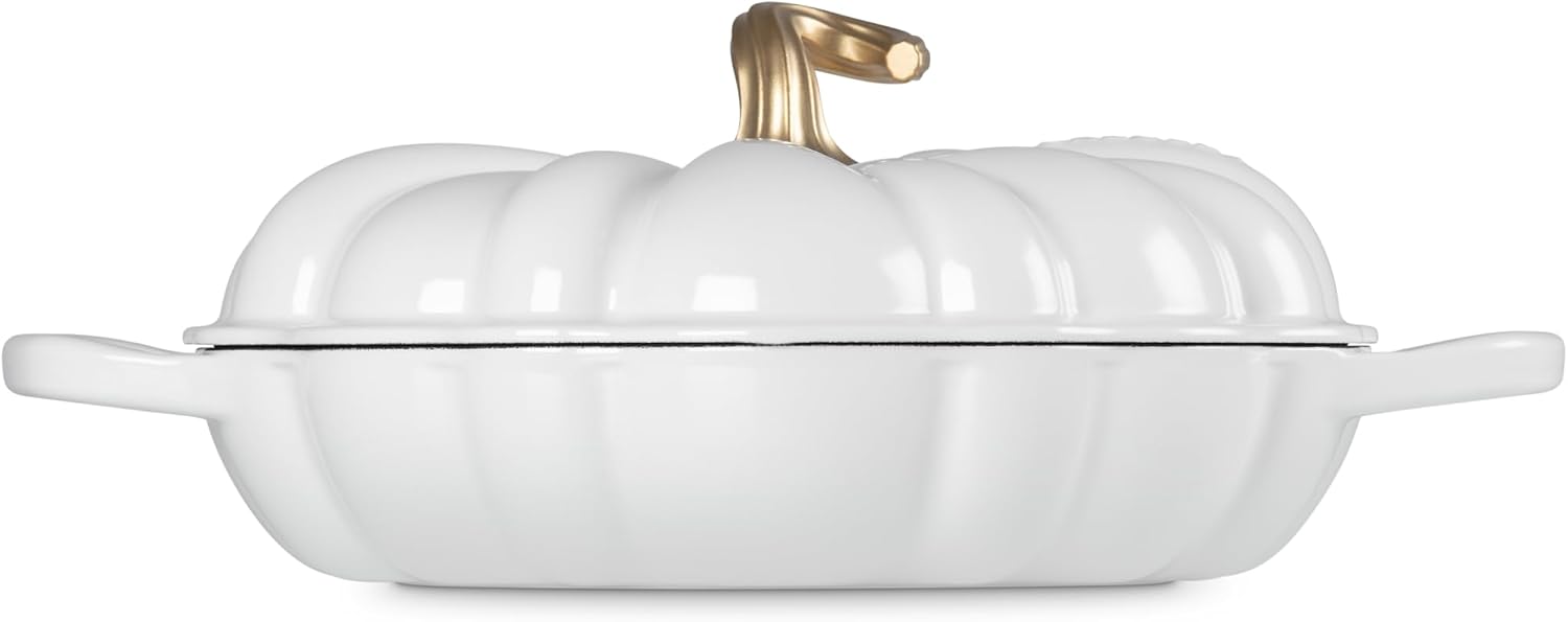 Le Creuset Enameled Cast Iron Signature Pumpkin Braiser, 2.75 qt., White