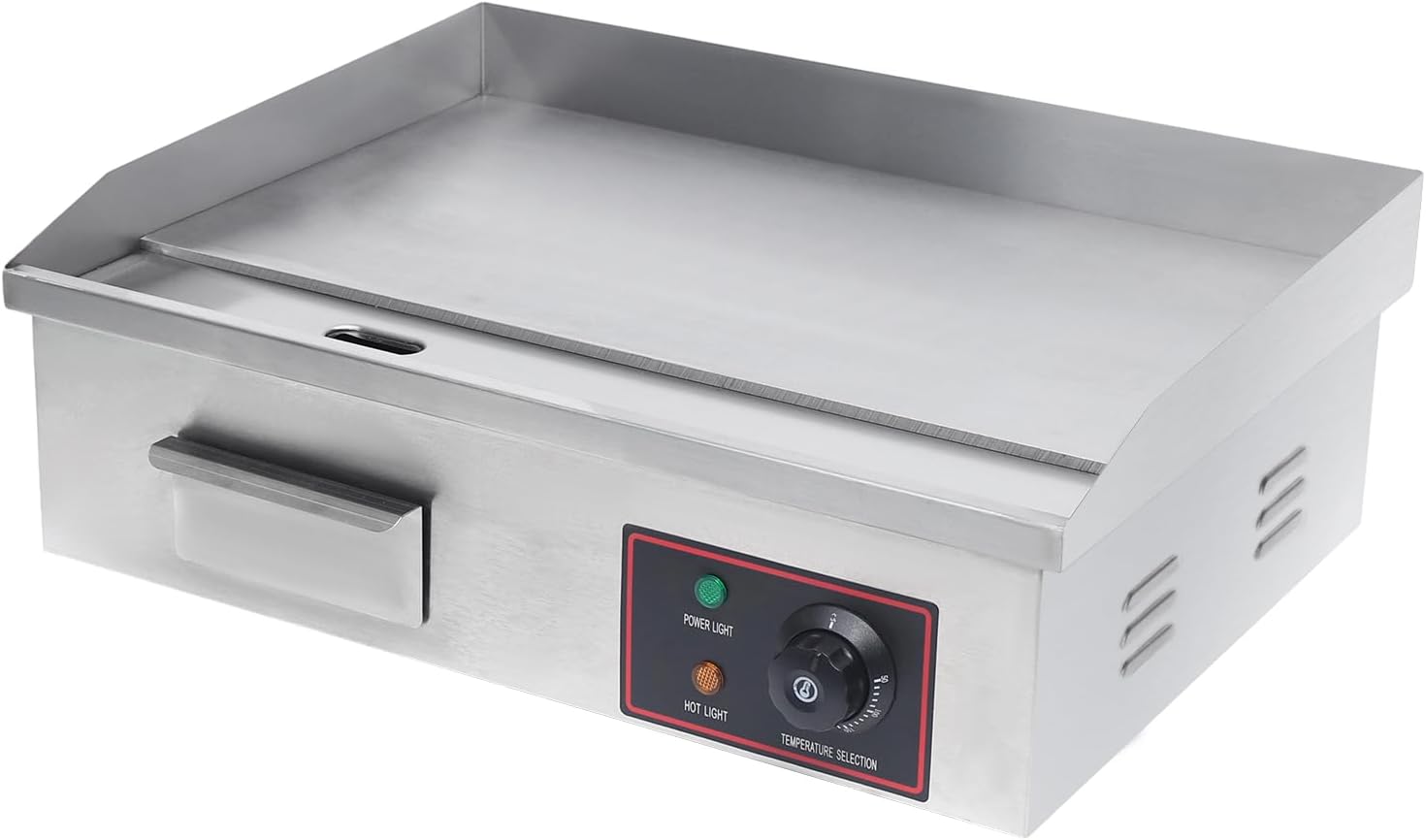21''Commercial Electric Countertop Griddle,3000W Stainless Steel BBQ Flat Top Grill Frying Pan with Temperature Control 122°F-572°F for Restaurant Pancake Kitchen Steak (21.26 * 15.75 * 8.66 in)