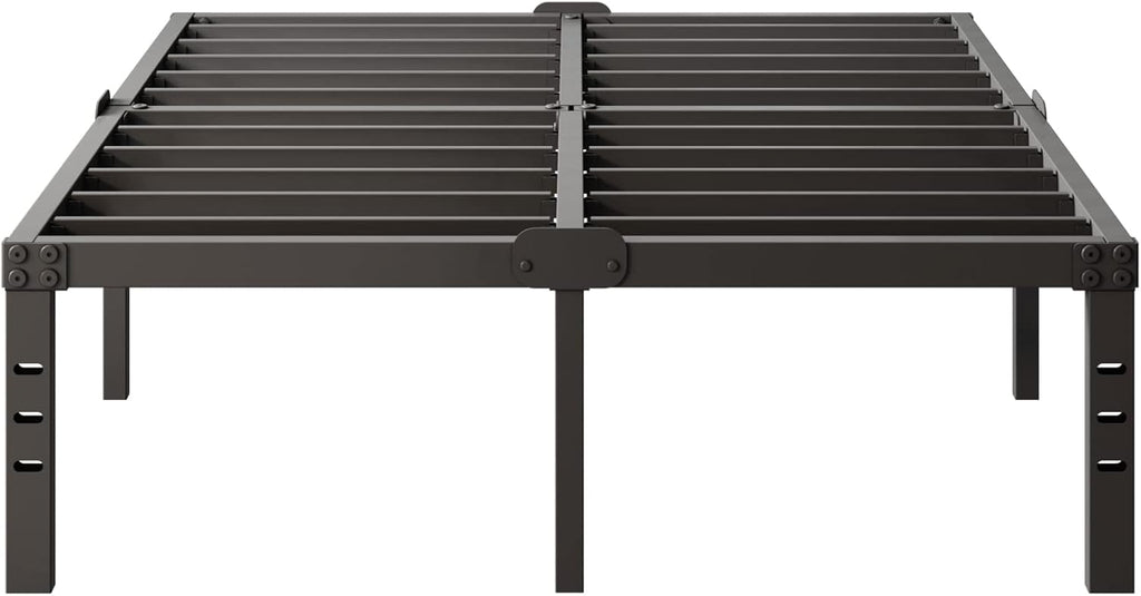King Bed Frame and Headboard Holes with Storage No Box Spring Needed Black Metal Platform Heavy Duty Bed Frames Support up to 3500 Lbs Noise Free Easy Assembly Non-Slip Design 14 Inch