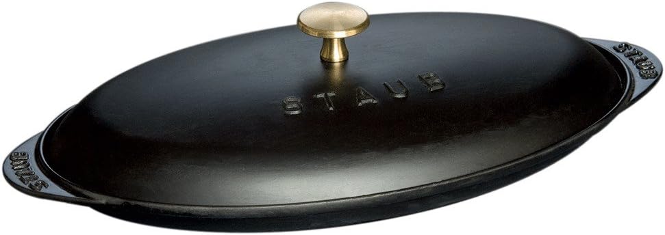 Staub Cast Iron 14.5-inch x 8-inch Covered Fish Pan - Matte Black