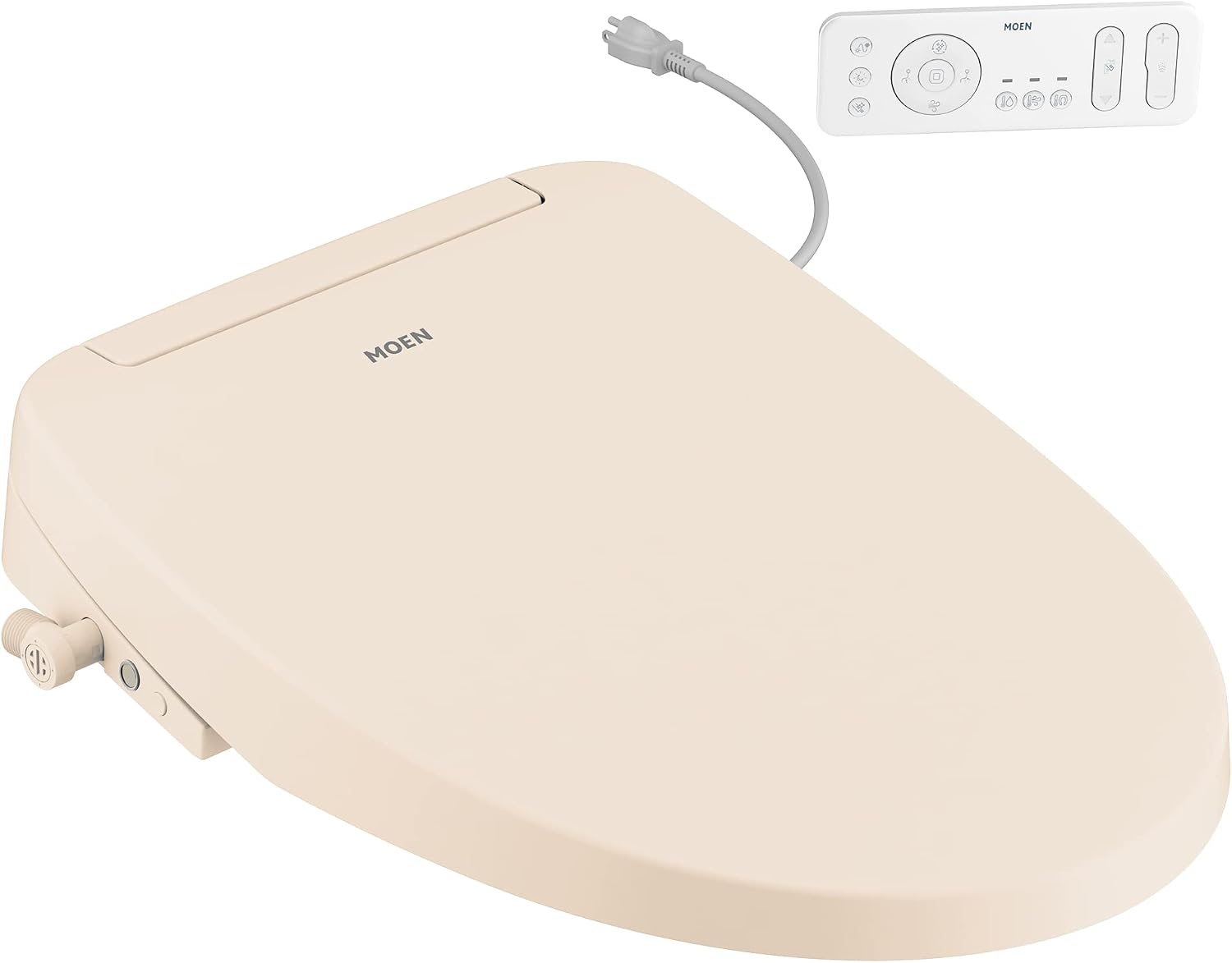 Moen 3-Series Biscuit Standard Electronic Bidet Seat with Remote Control for Elongated Toilets, Electrical Outlet Required, EB1500-EBS