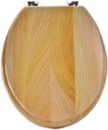 Solid Wood Toilet Seat Round with Adjustable Hinges Home Bathroom Accessory Decor Color