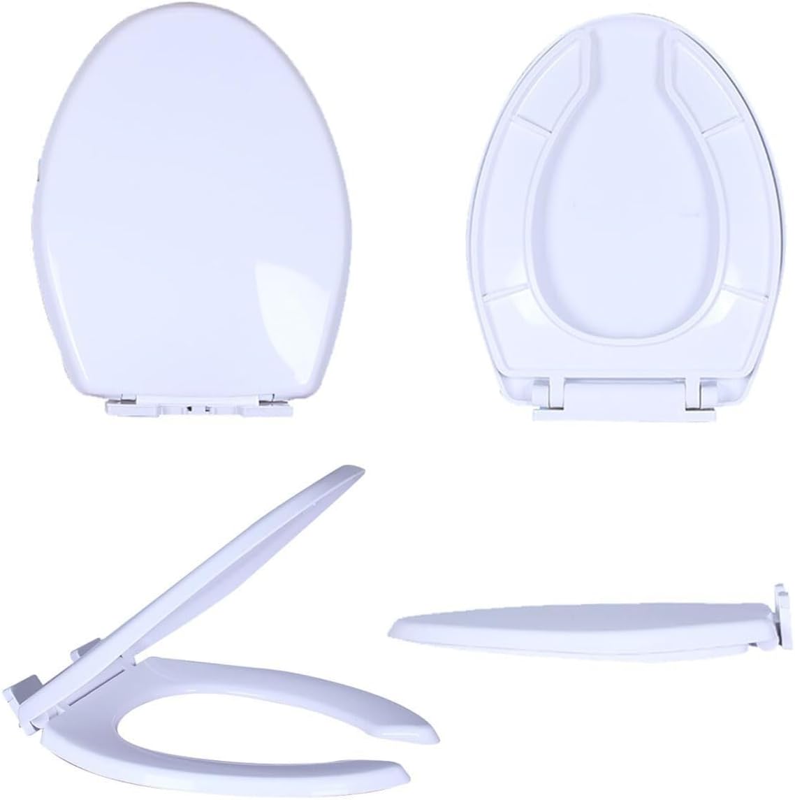 Large Opening Toilet Seat Soft Close, Open Front Round Toilet Seat With Adjustable Hinges, Round, Elongated