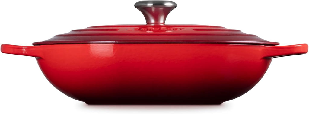 Le Creuset Enameled Cast Iron Signature Oval Casserole with Lid, 3.75 Quart, Cerise