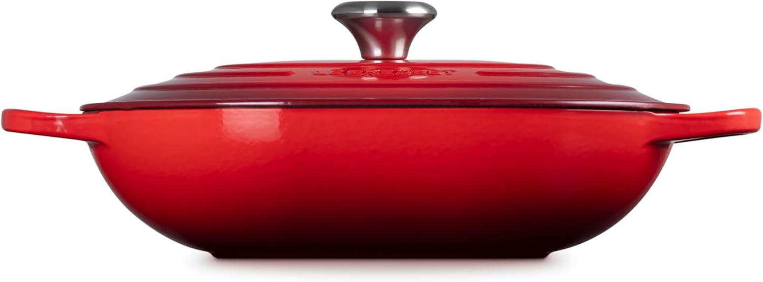Le Creuset Enameled Cast Iron Signature Oval Casserole with Lid, 3.75 Quart, Cerise