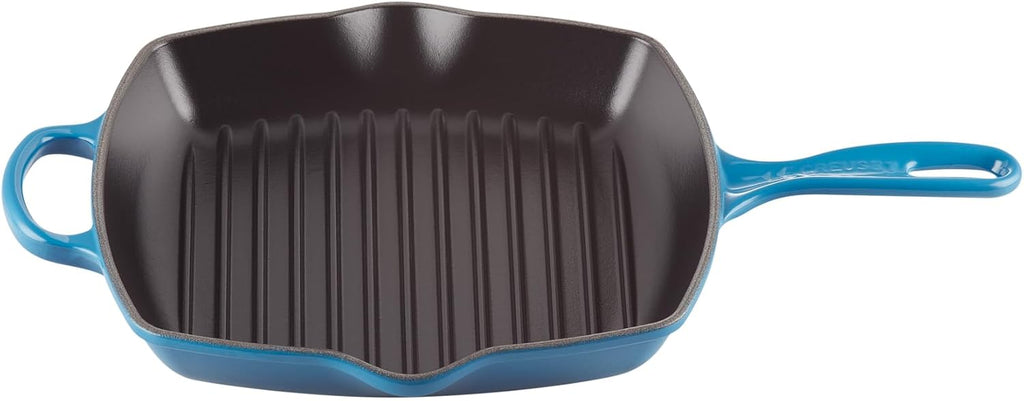 Le Creuset Enameled Cast Iron Signature Square Skillet Grill, 10.25', Marseille