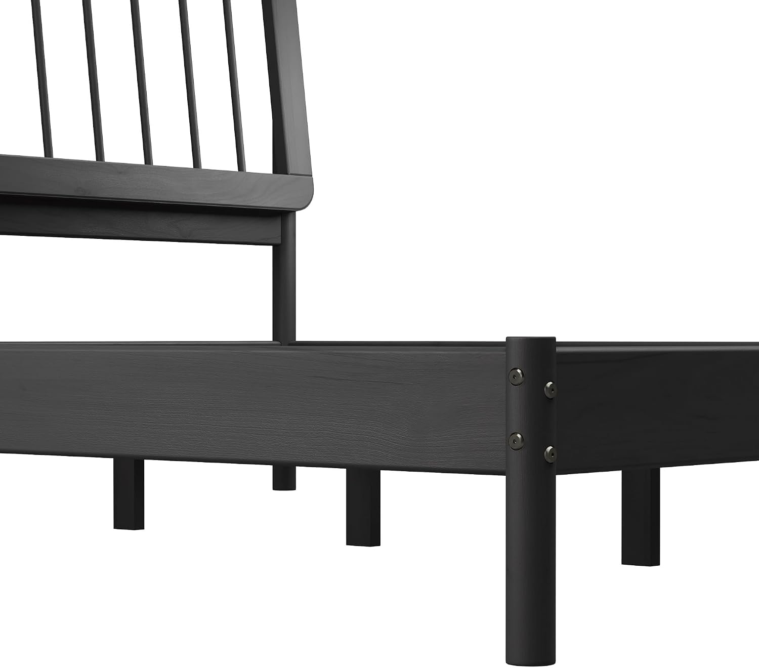 Walker Edison Clemente Mid-Century Modern Spindle Headboard King Bedframe, King Size, Black