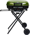 Flintex 2-Burner Portable Propane Gas Grill, Foldable 2-in-1 Camping Propane Grill with Porcelain-Enameled Griddle & Grill Grate for Outdoor Camping Picnics Backyard Cooking, Green