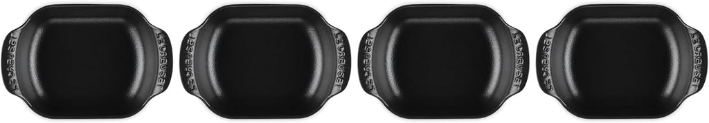 Le Creuset Enameled Cast Iron Gourmand Collection Set of 4 Mini Rectangular Baker, .3 qt., Matte Black