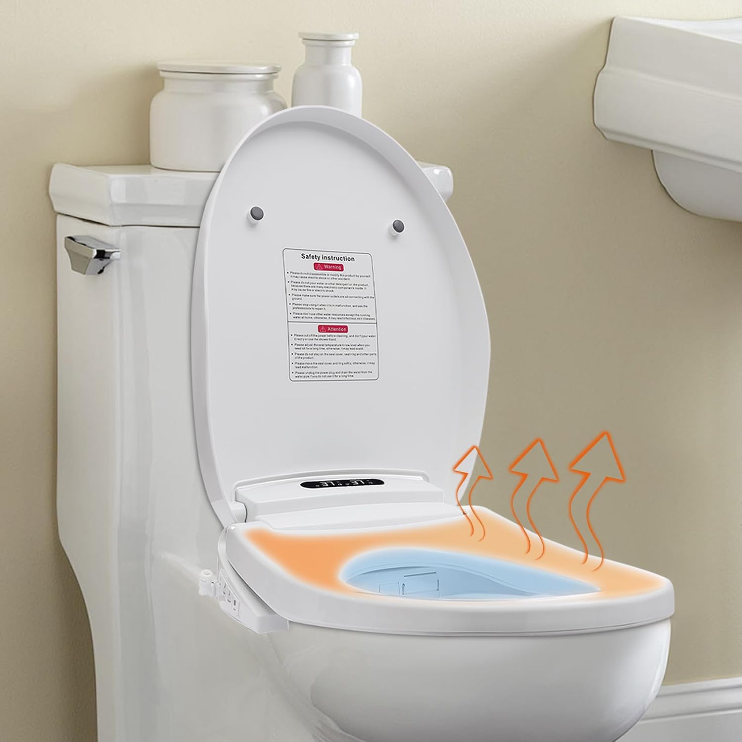 LOYALHEARTDY Smart Bidet Toilet Cover Seat, Intelligent Toilet Cover Seats with Remote Control, Heated Seat & Warm Air Dryer, Self-Cleaning Nozzle, Easy Installation for Elongated & Standard Toilets