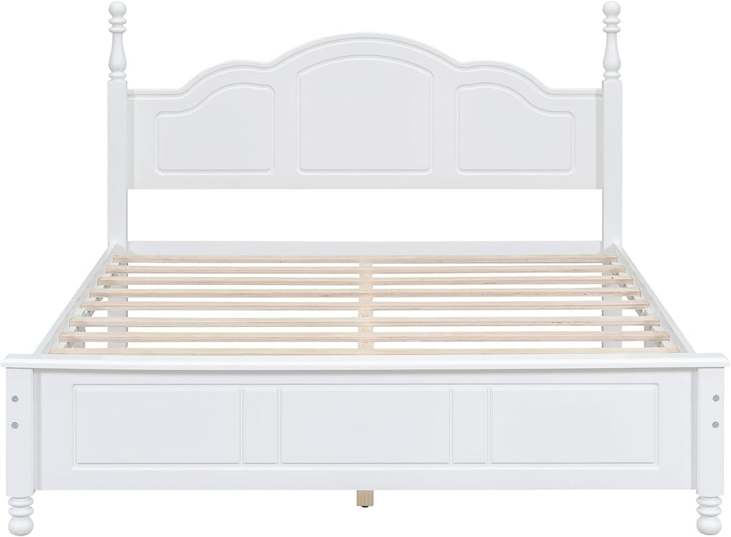 Flieks 3-Pieces Bedroom Sets,Queen Size Wood Platform Bed Frame for Boys Girls Kids Adults Toddler and Two Nightstands-White