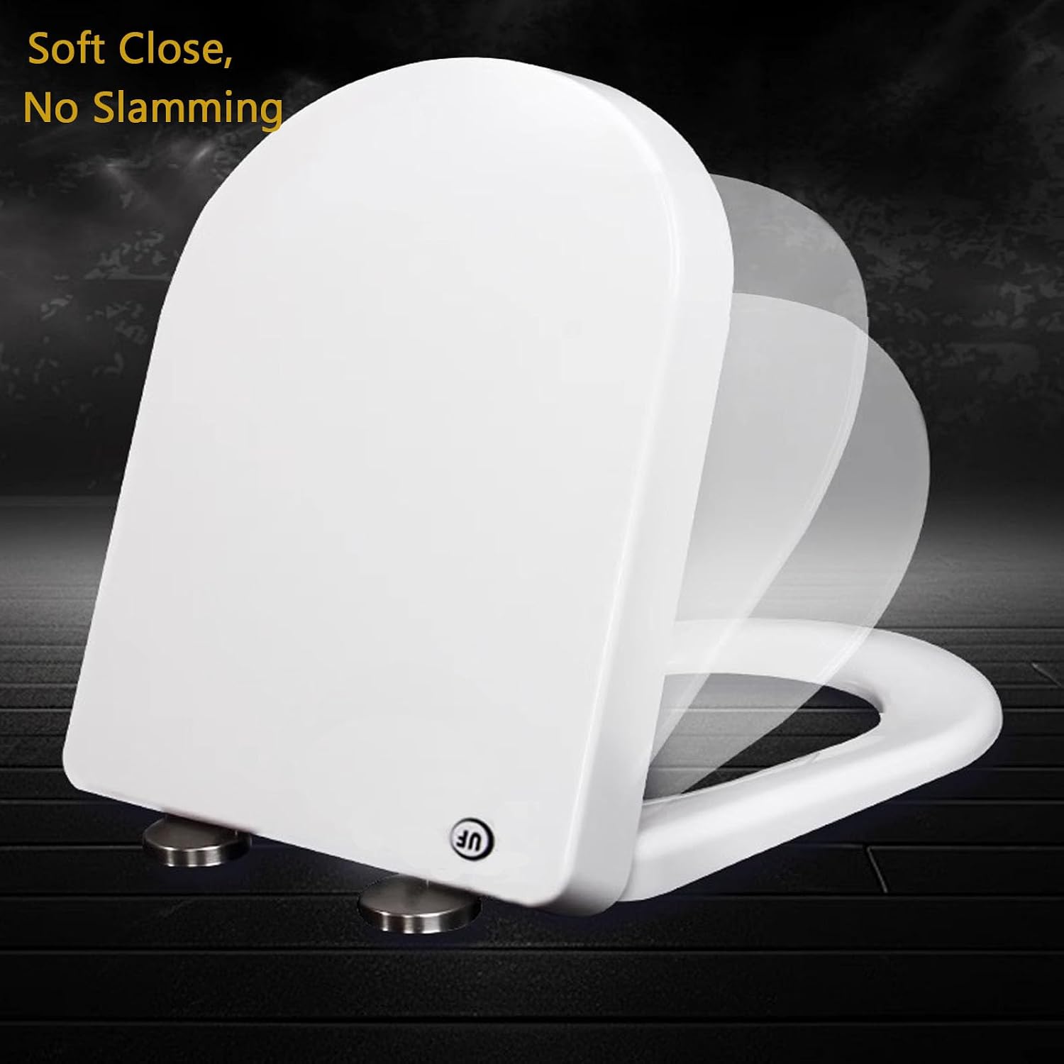 Wttfc Soft Close Toilet Seat,Bidet Toilet Seat,Simple Top Fixing for Easy Clean,D Shape, Standard Toilet Seats White with Adjustable Hinges,Toulet Seat,10
